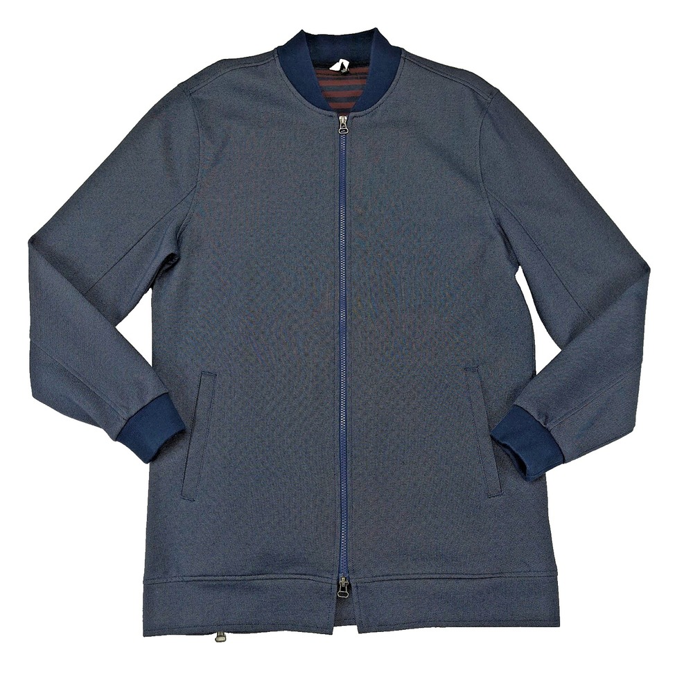 Civil Society Mens Blue Full Zip Bomber Jacket Textured Knit Size Large L